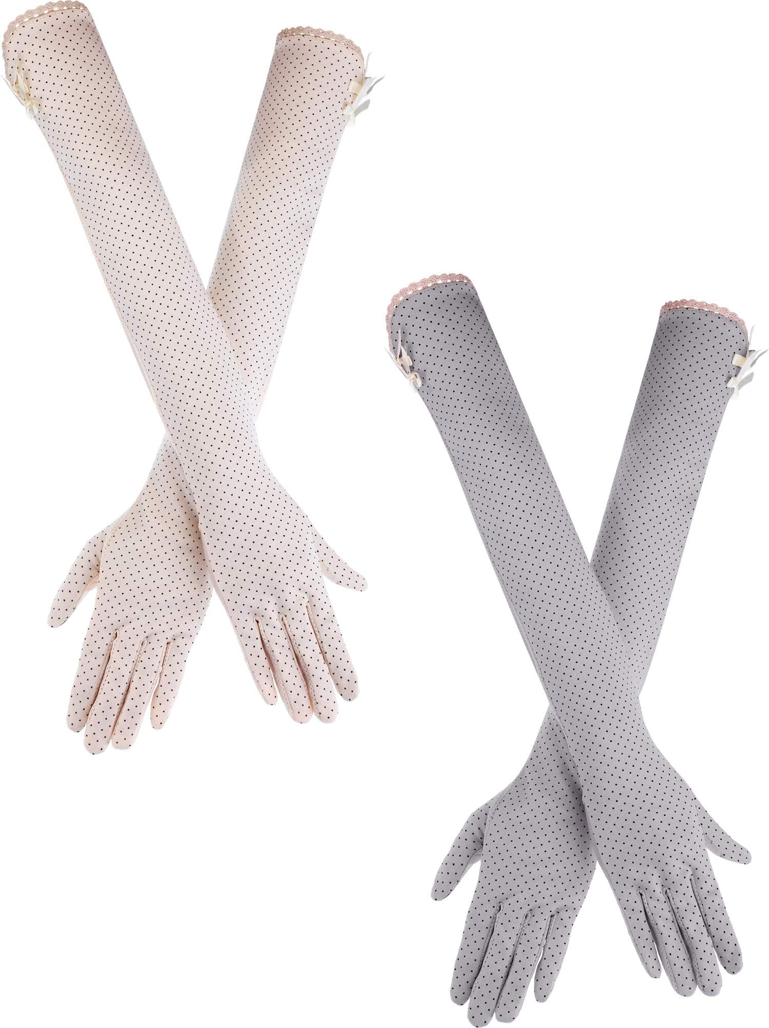 2 Pairs Sun Gloves for Women UV Protection Long Driving Gloves Non Slip Arm Sun Protective Summer Outdoor Sports