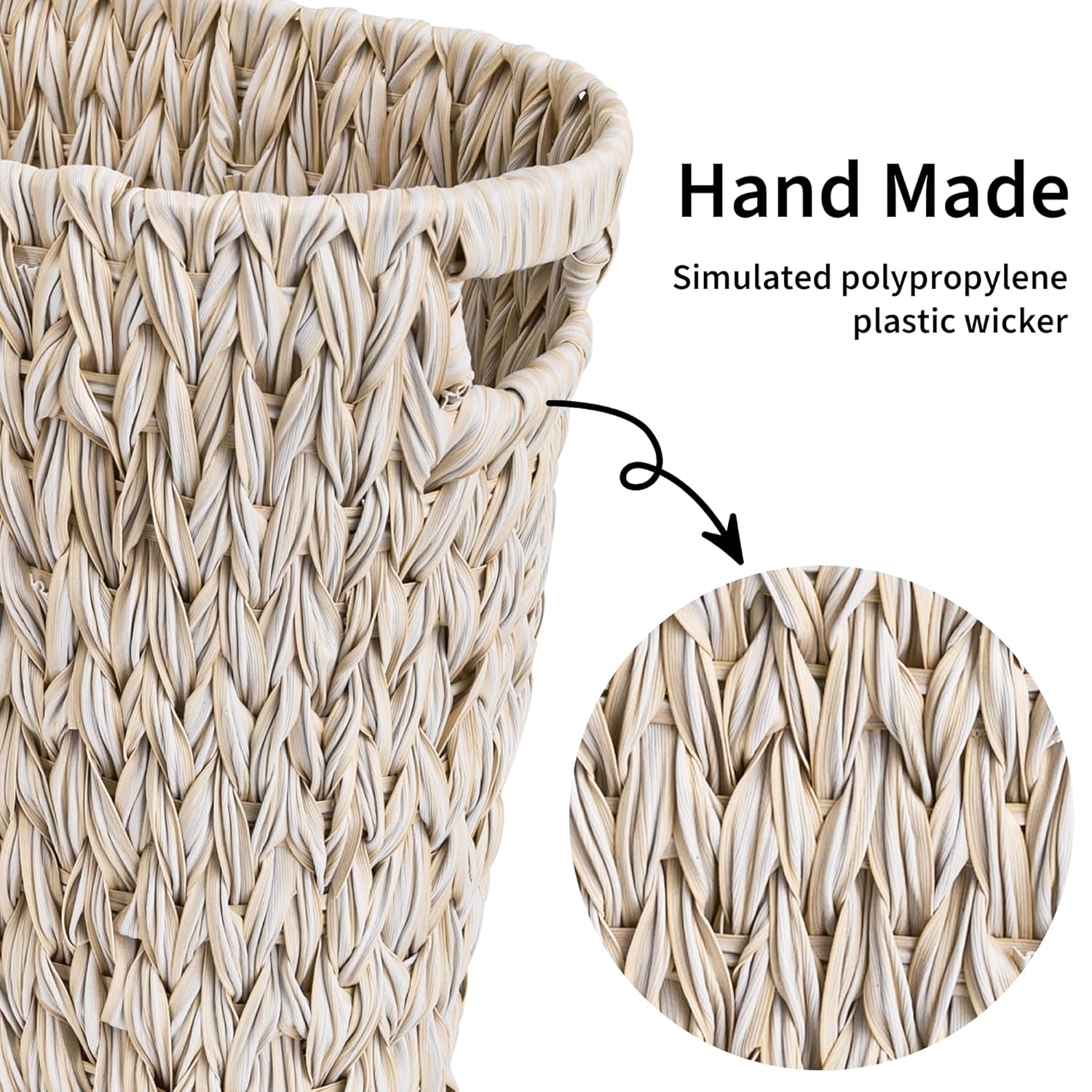 GRANNY SAYS Wicker Trash Can, Waterproof Bathroom Trash Can, Wicker Waste Basket for Bathroom, Decorative Boho Waste Basket for Bedroom, Office, 19 Liters/5 Gallons