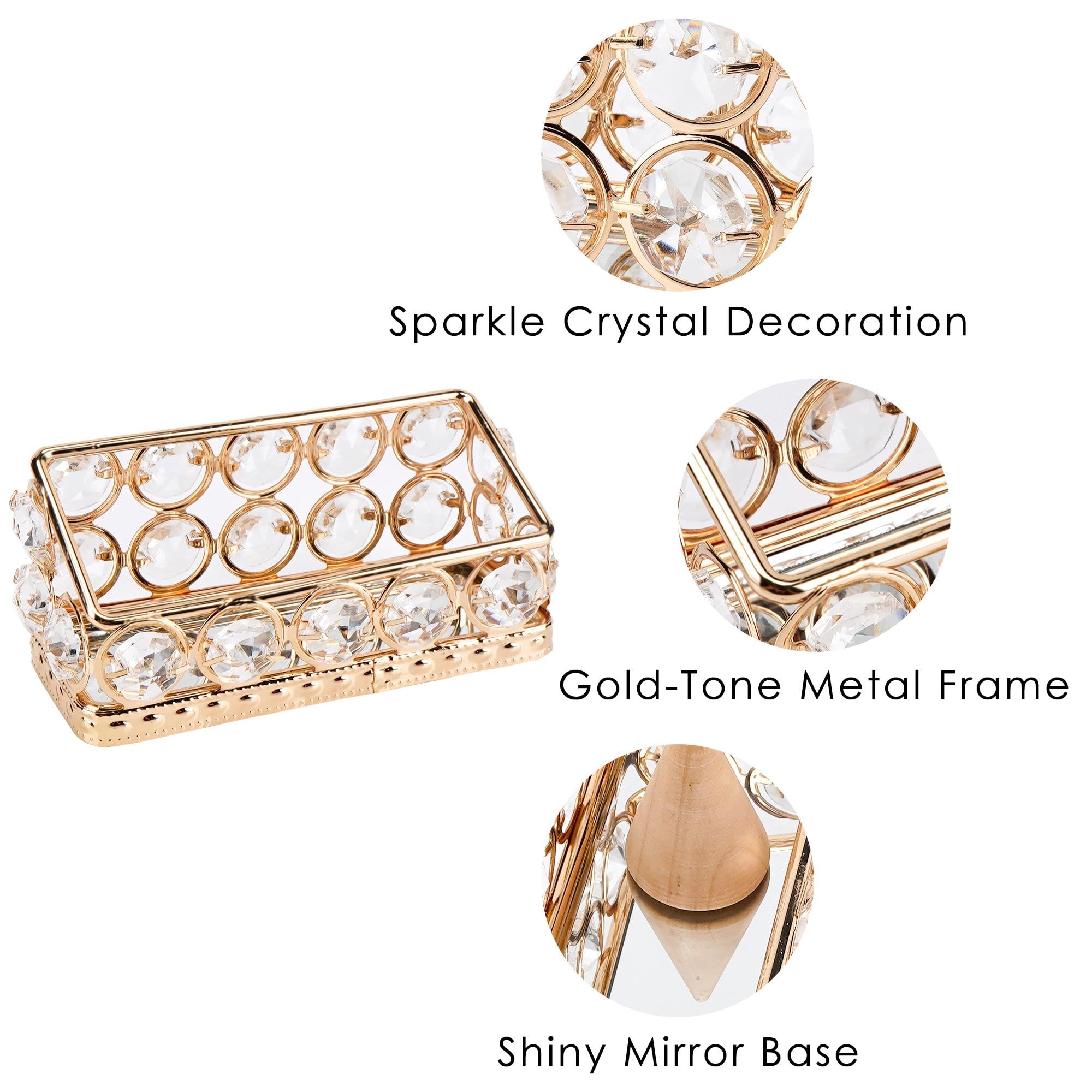 Soporte dorado para tarjetas de visita con detalles de cristal, elegante organizador de escritorio para oficina, recepción y decoración del hogar
