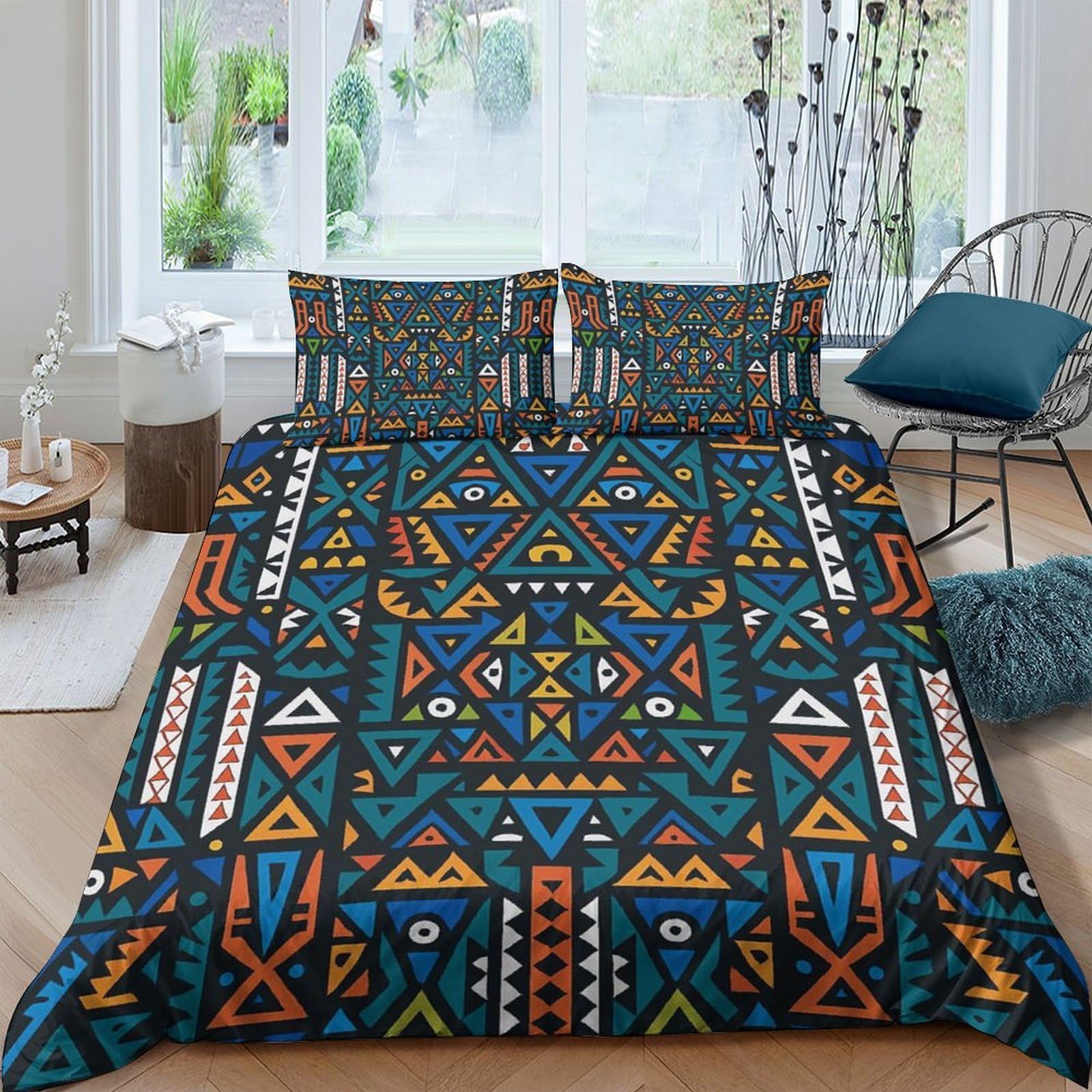 Ctjqhvkz Style-10 3D Printed Tribal Geometric Fitted Sheet Microfiber Soft Breathable Ethnic Motif Mattress Cover For Bedroom Dorm Decor Single（135X200cm）