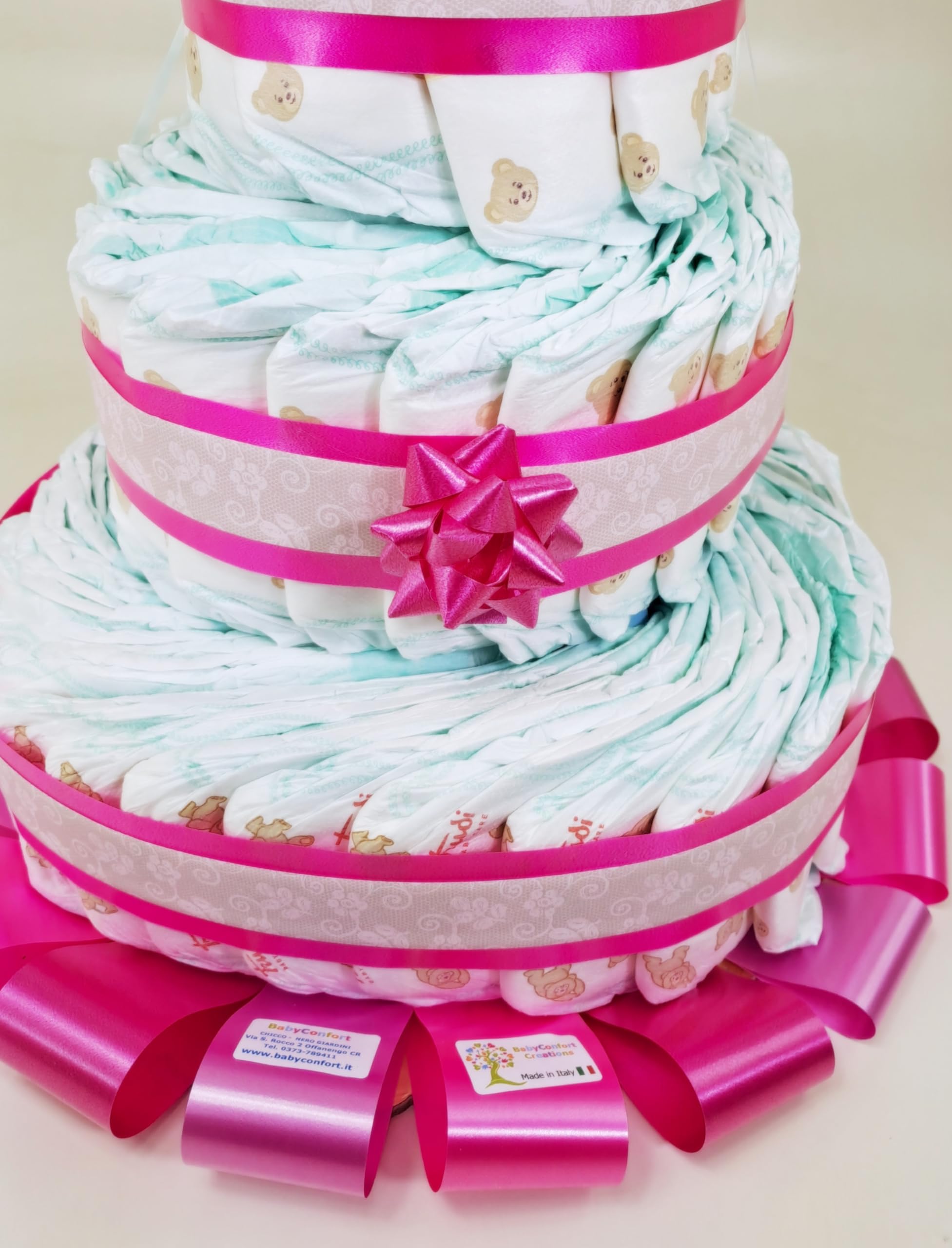 Torta di Pannolini 4 Piani Rosa