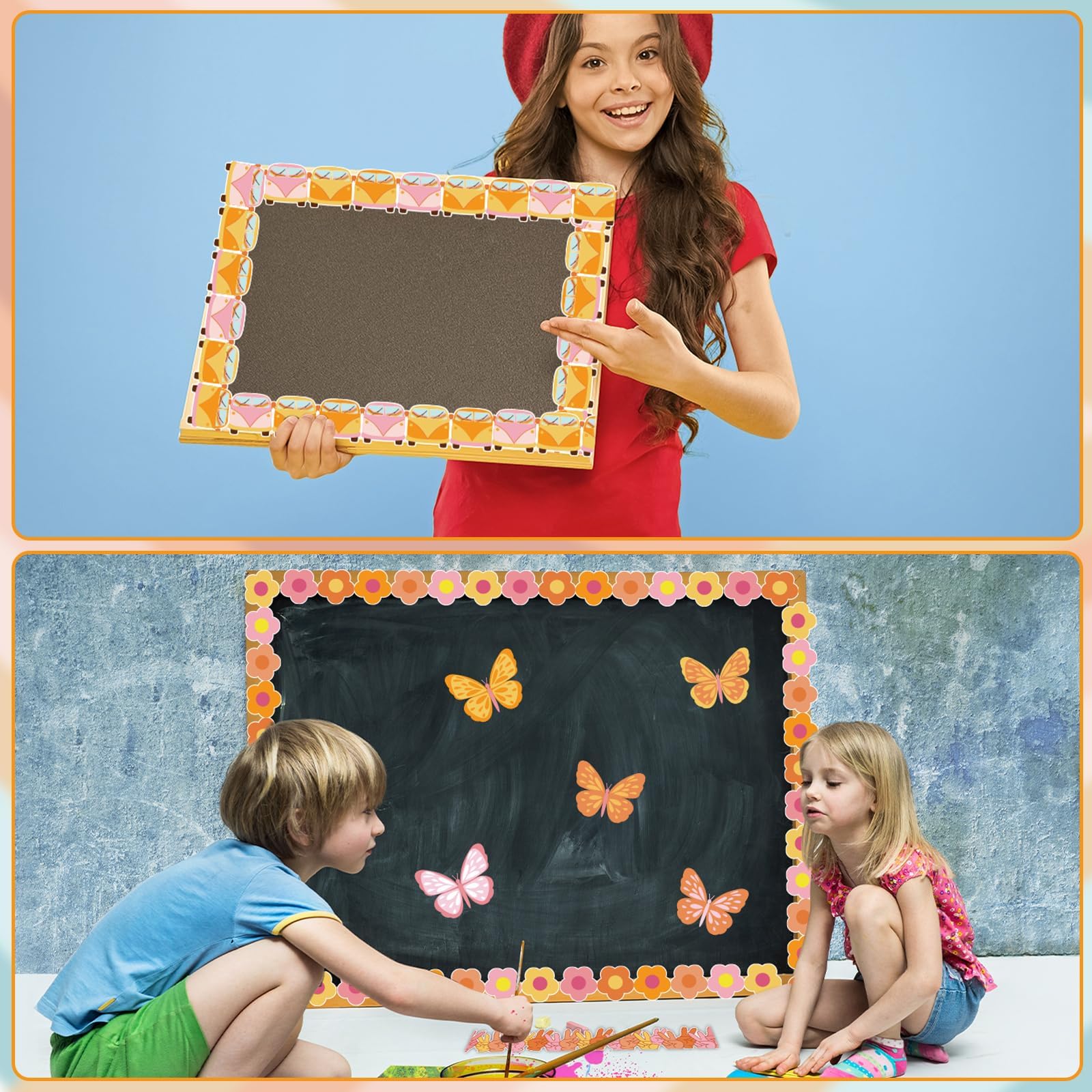 Boho Pinnwand-Bordüre Mit Smiley-Gesichtern – 2 Rollen à 11 M Für Klassenzimmer-Deko