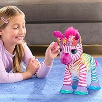 Vista 2 de FurReal Zenya Mi Zebra Arcoíris Interactiva de Peluche con Accesorios, 22 piezas, Juego de Simulación, Juguetes para Niños a Partir de 4 Años