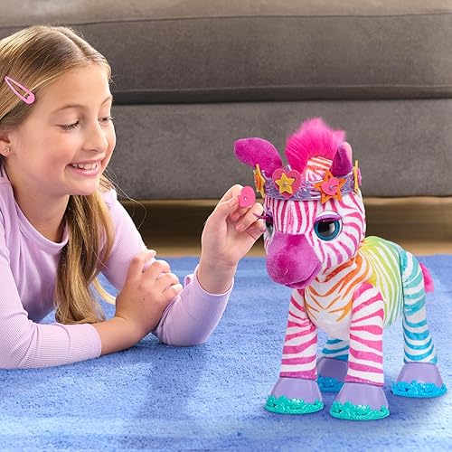 Miniatura 2 de furReal Just Play - Peluche interactivo Zenya My Rainbow Zebra con accesorios, 22 piezas, juego de simulación, juguetes para niños de 4 años en