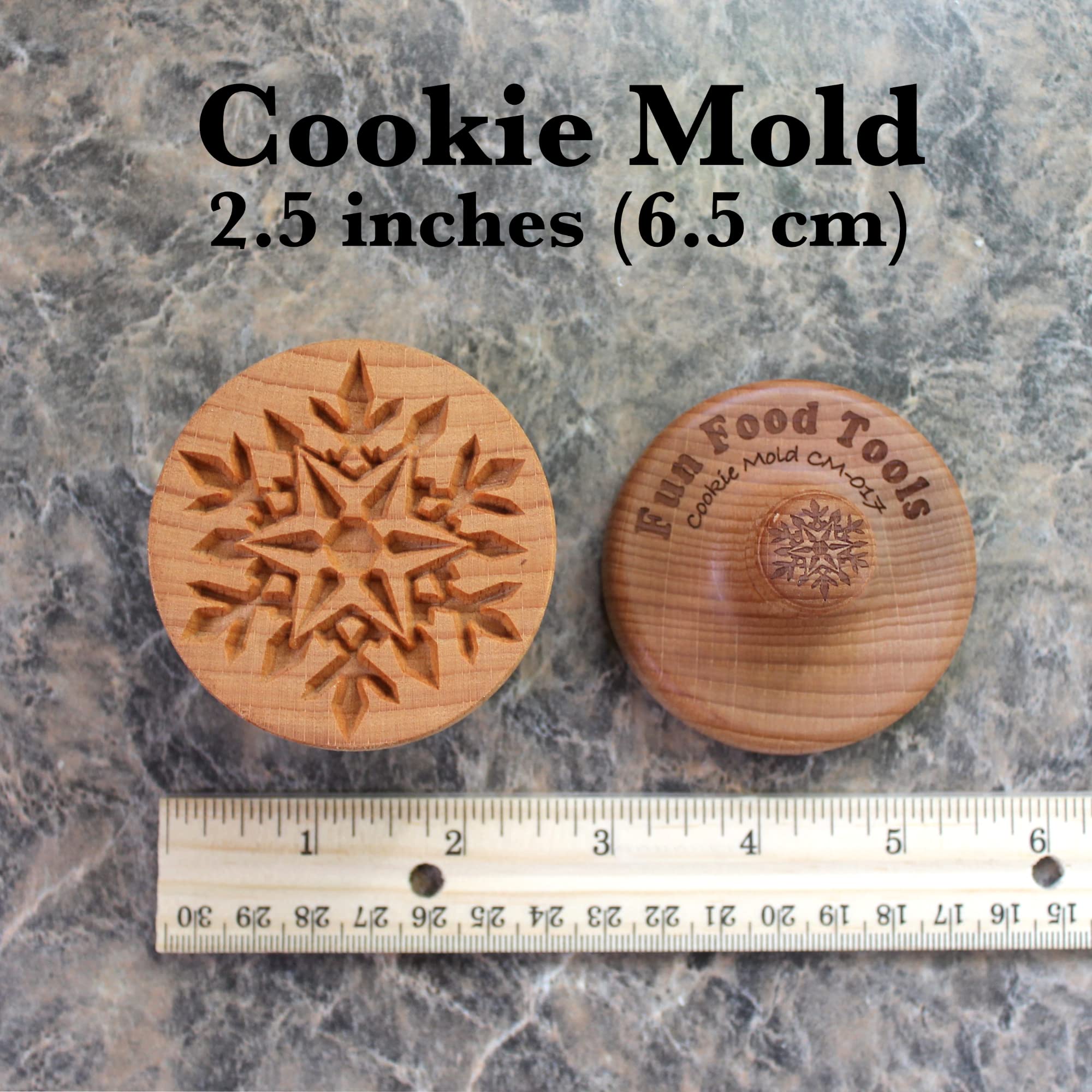 Sello de madera de la galleta, 2.5 pulgadas (copo de nieve CS-017)