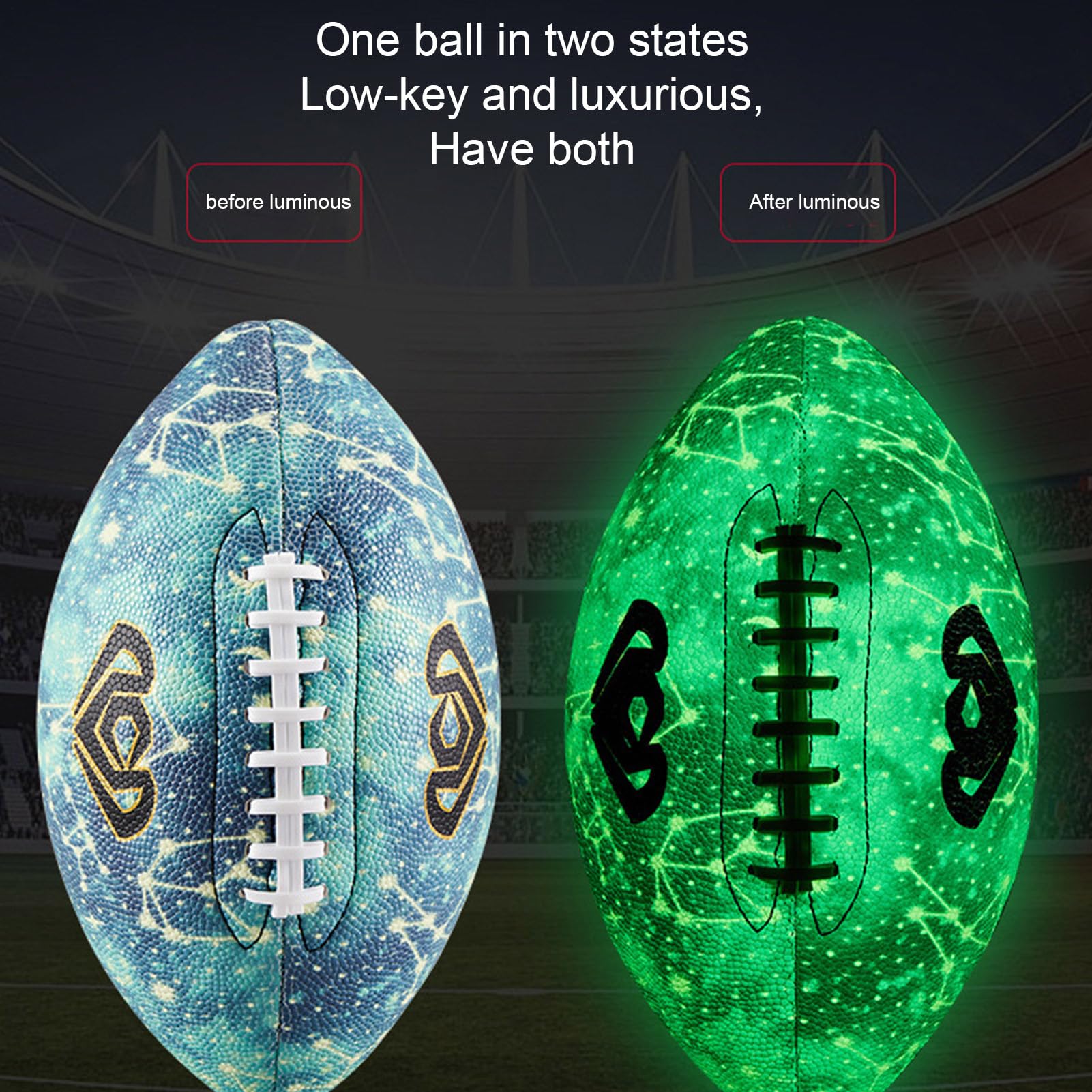 Pallone da calcio luminoso, pallone da calcio luminoso, misura 6/9, pallone da calcio junior luminoso super grip | calcio sportivo a doppio laccio, palla illuminata in pelle PU impermeabile