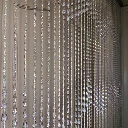 Miniatura 10 de 3 FT X 6 FT Raindrops Faux Crystal Beaded Curtain Door String Curtain Wall Panel Window Room Divider Blind for Wedding Coffee House Restaurant Parts