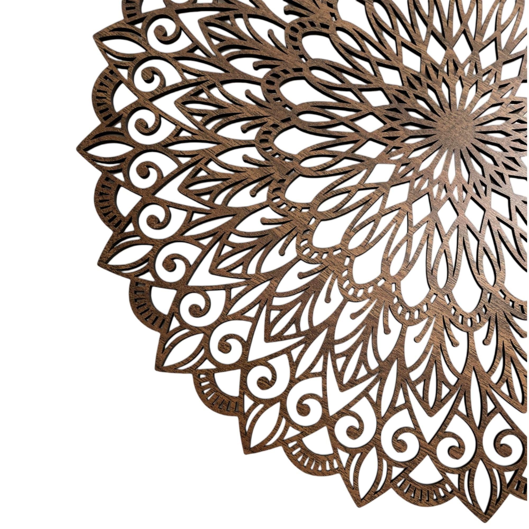 SENTOP HDF0251 Art mural en bois avec motif de fleur de vie au motif de mandala pour intérieur (noyer 40 cm)