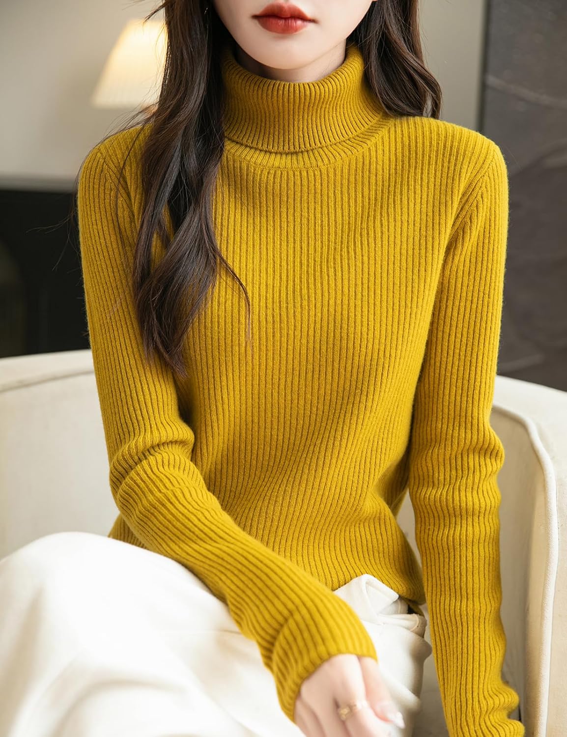 Chanyarn Women's 100% Merino Wool Turtleneck Sweater 2025 Fall Winter Long Sleeve Warm Soft Ribbed Knit Pullover Sweater - Image 2