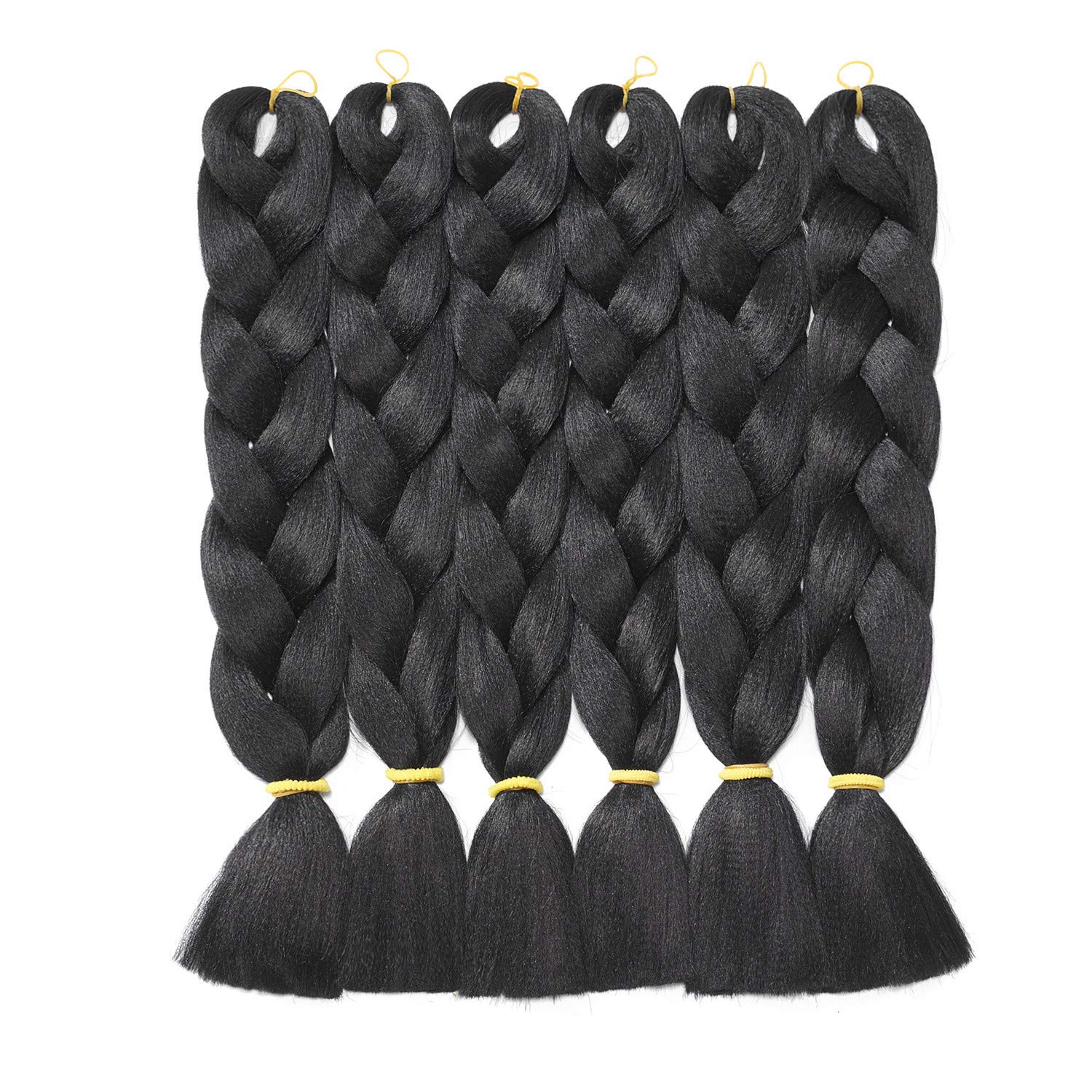 Traininghead Synthetic Fiber Hair Extension Goddess Salon Crochet Ombre Jumbo Braids for Twist Braiding Hair 6Pcs/Lot 24 inch Female (1B)