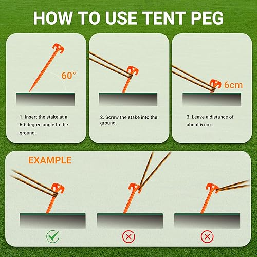 Miniatura 7 de 15 Pack Plastic Spiral Tent Stakes - 10 Inch Heavy Duty Screw-in Sand Anchors Pegs - Windproof Plastic Ground Anchor Stakes for Secure Tents,