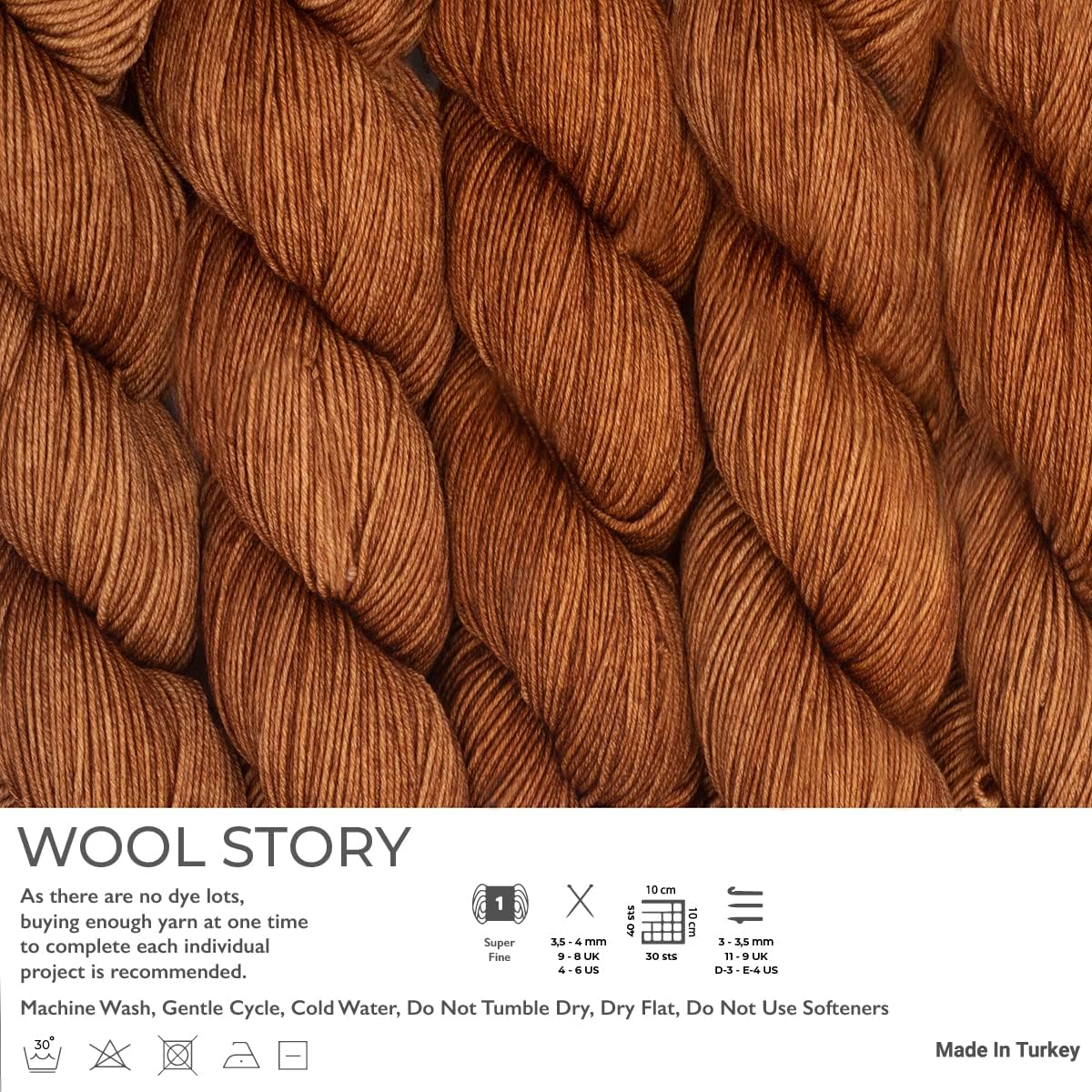 Estako Wool Story Hand Painted 100% Superwash Merino Wool. Super Fino (1) / 3.52 Oz - 100 gr / 382 Yard - 350 mt (7812 - Pumpkin Spice)