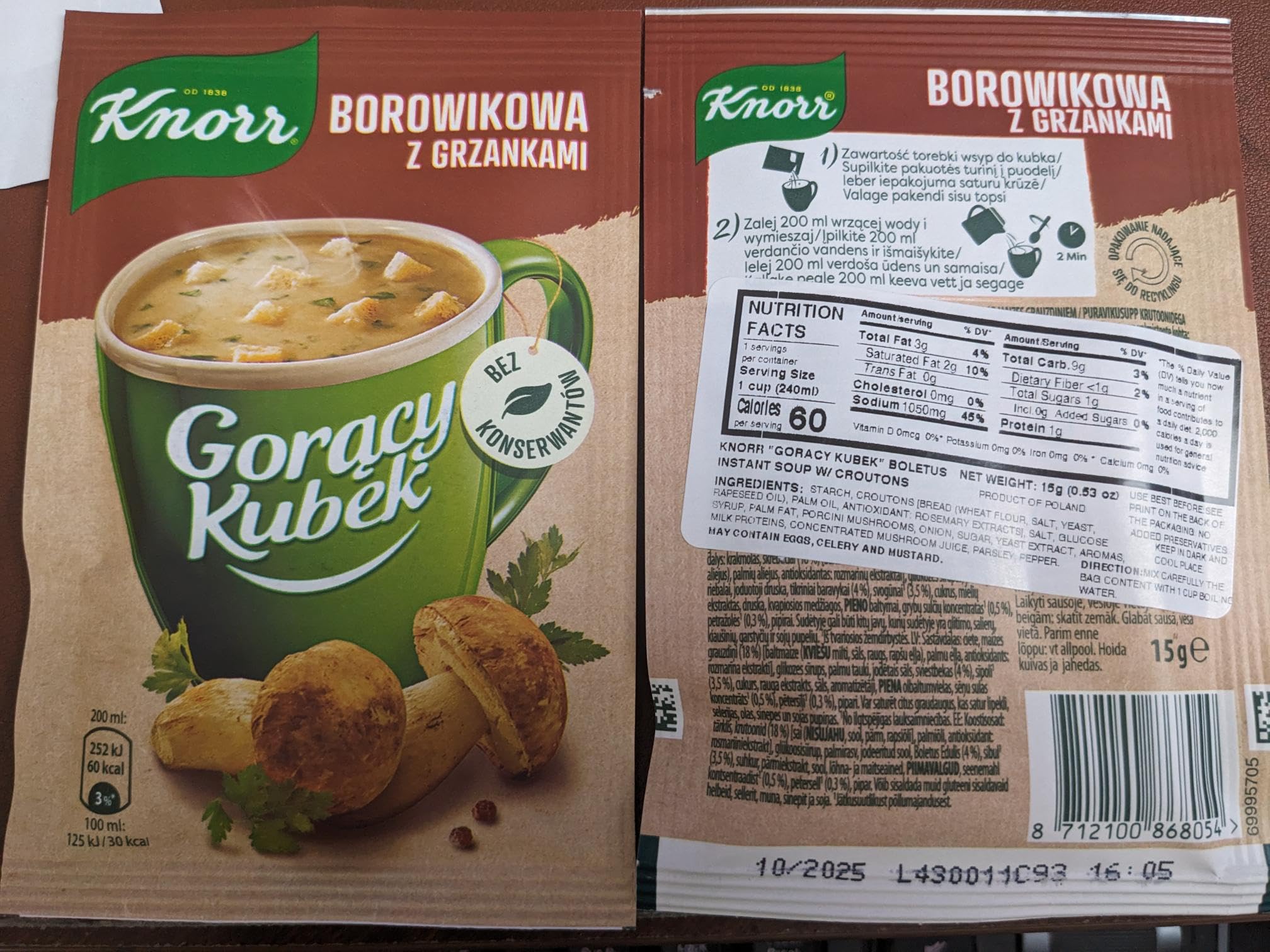 Knorr Goracy Kubek Borowikowa - Boletus Soup - Instant 5 x 14 g -