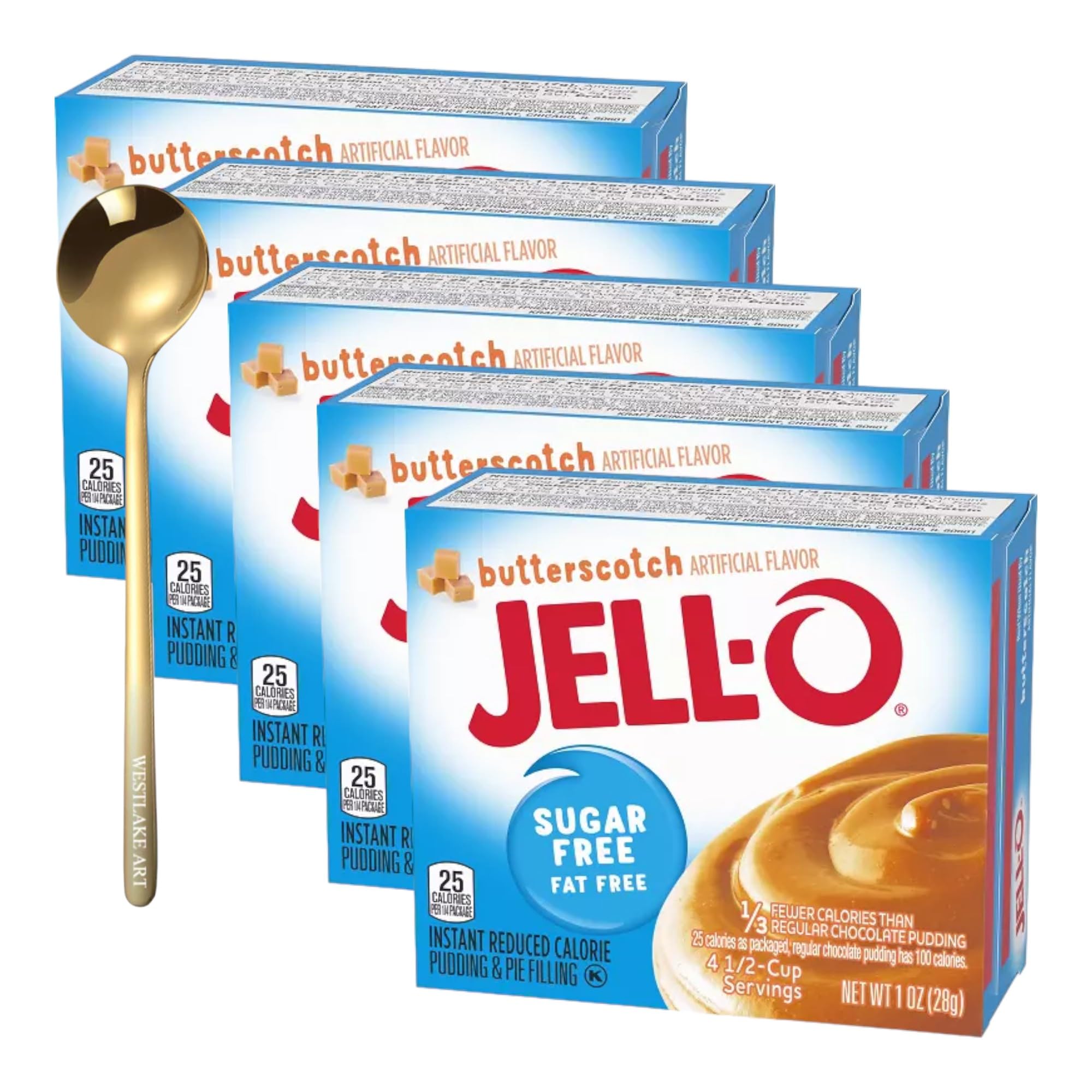 Jello Butterscotch Hazır Puding Karışımı, Şekersiz, 25 Kalori