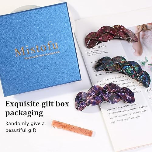 Miniatura 6 de Pasadores de pelo para mujer, elegantes accesorios franceses retro para cabello grueso uso diario (3 piezas grande)