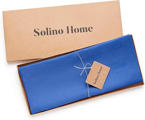 Miniatura 4 de Solino Home Camino de mesa de lino azul real de 120 pulgadas de largo  100% lino puro de 14 x 120 pulgadas  Camino de mesa de comedor de granja para