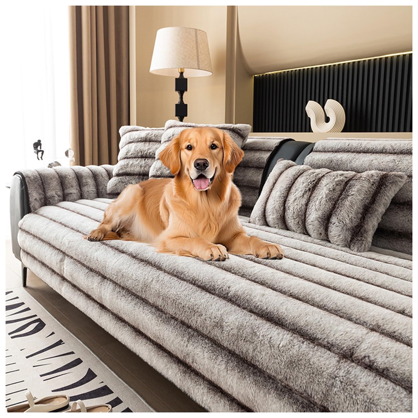 Housse De Canapé Épaisse For Chiens, Animaux Compagnie, Protection Canapé | Coussinets pelucheux en velours côtelé doux, protecteur de meubles, antidérapant(Light grey,120x160cm/47x63in)