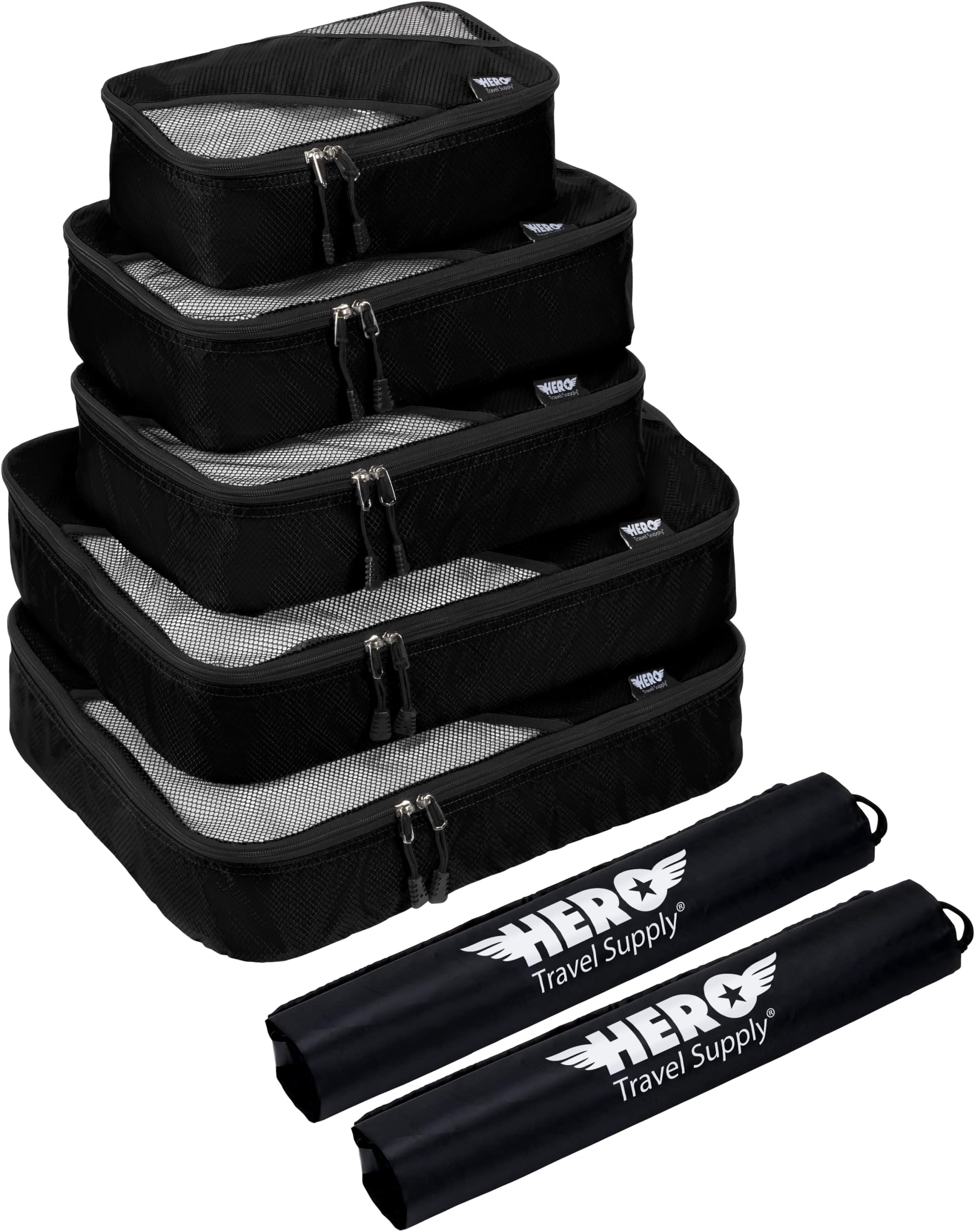 Hero Travel SupplyHero Travel Supply Packing Cubes (5 Set) Luggage Organizers with 2 Laundry Bags