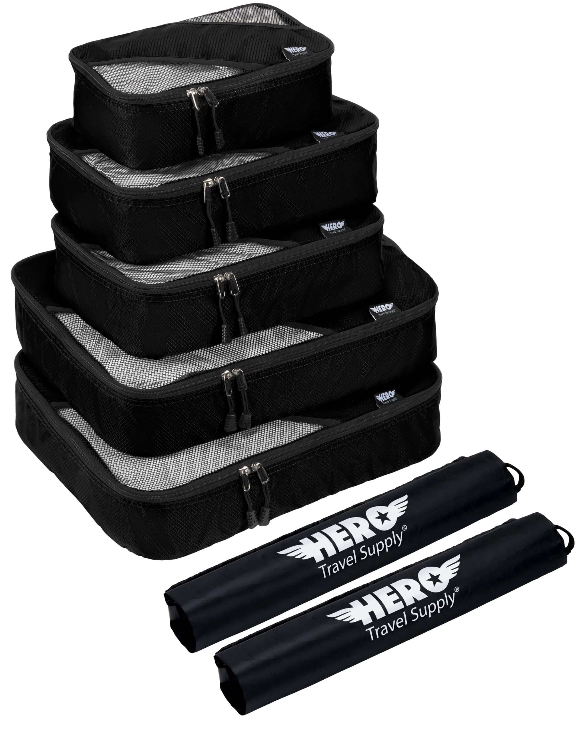 Hero Travel SupplyHero Travel Supply Packing Cubes (5 Set) Luggage Organizers with 2 Laundry Bags