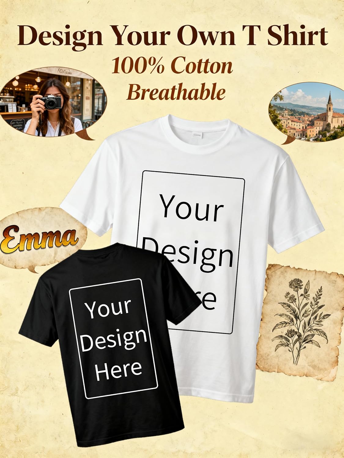 Custom T Shirts Double Sided Unisex Design Your Own Personalized Tee with Photos Image Text Logo - Image 3