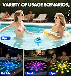 Pircaath 2025 Solar Wireless Pool Thermometer | Dynamic LED Light Show & Dual Backlit Display - Easy Read, 650FT Wireless Transmission | Floating Pool Water Temperature Gauge for Pools & Spas