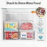 iSPECLE Freezer Baskets - Fit 10 to 20 Cu.Ft Chest Freezer, 3 Pack Large Stackable Freezer Organizer Bins Easily Sort and Get Frozen Foods with Handles, Allow Air Circulation, White