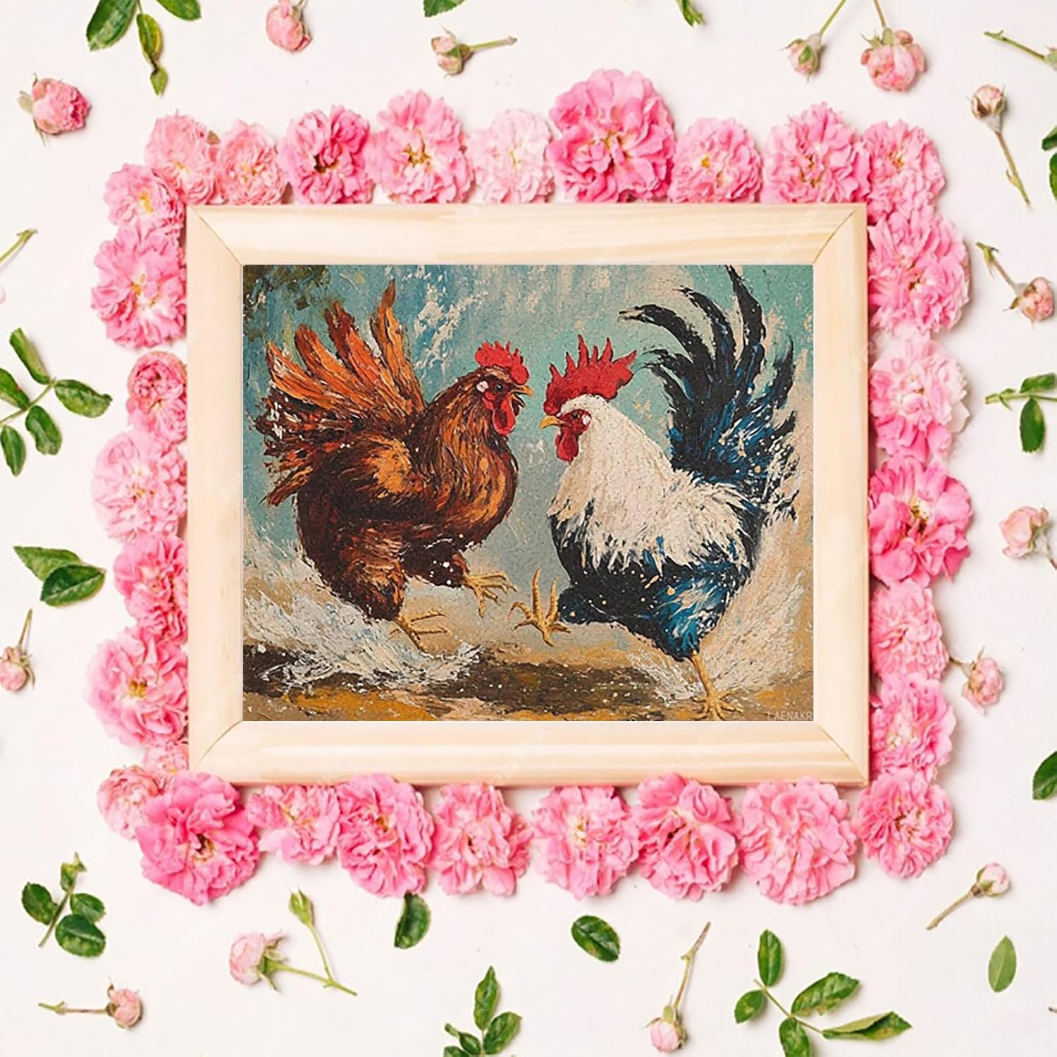 LAENAKR Rooster Fighting Adult Paint by Number Kits Personalized Digital Oil Painting Kits with Paints and Brushes 40x50cm image 2