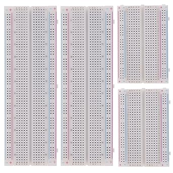 BOJACK 3 Values 130 Pcs Solderless Breadboard 4 Pcs 830 Tie Points & 400 Tie Points & 126 Pcs Flexible Breadboard Jumper Wires