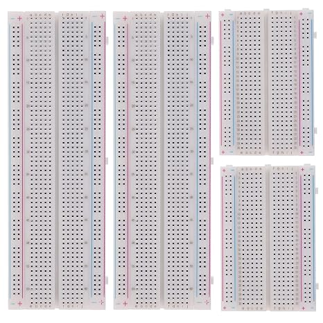 BOJACK 3 Values 130 Pcs Solderless Breadboard 4 Pcs 830 Tie Points & 400 Tie Points & 126 Pcs Flexible Breadboard Jumper Wires