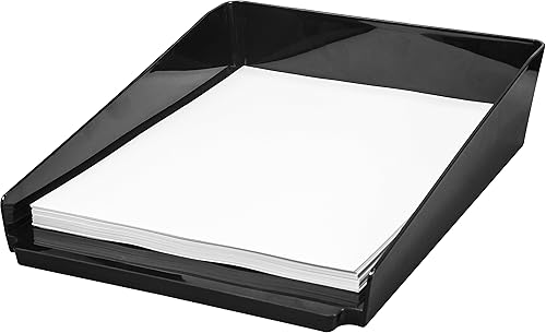 Miniatura 2 de Storex Bandeja de letras moderna brillante, 10 x 12.2 x 2.8 pulgadas, negro, caja de 4 (00145C04C)