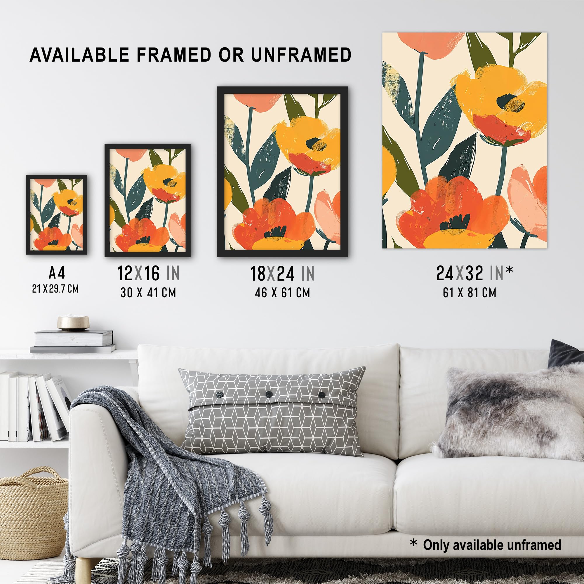 Artery8 Simple Spring Flower Blooms Bright Painting For Living Room Extra Large XL Wall Art Poster Print, Unframed 24X32", 81L x 61W cm - Image 3