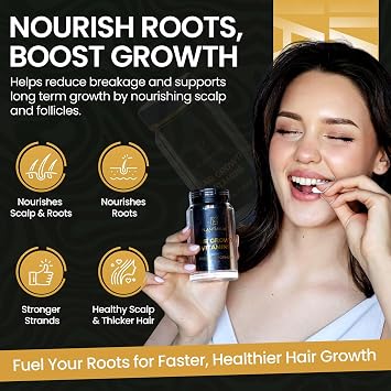 Hair Growth Vitamins for Women & Men Hair Vitamins for Faster Hair Growth, Thicker Hair Growth & Daily Support with Essential Nutrients.