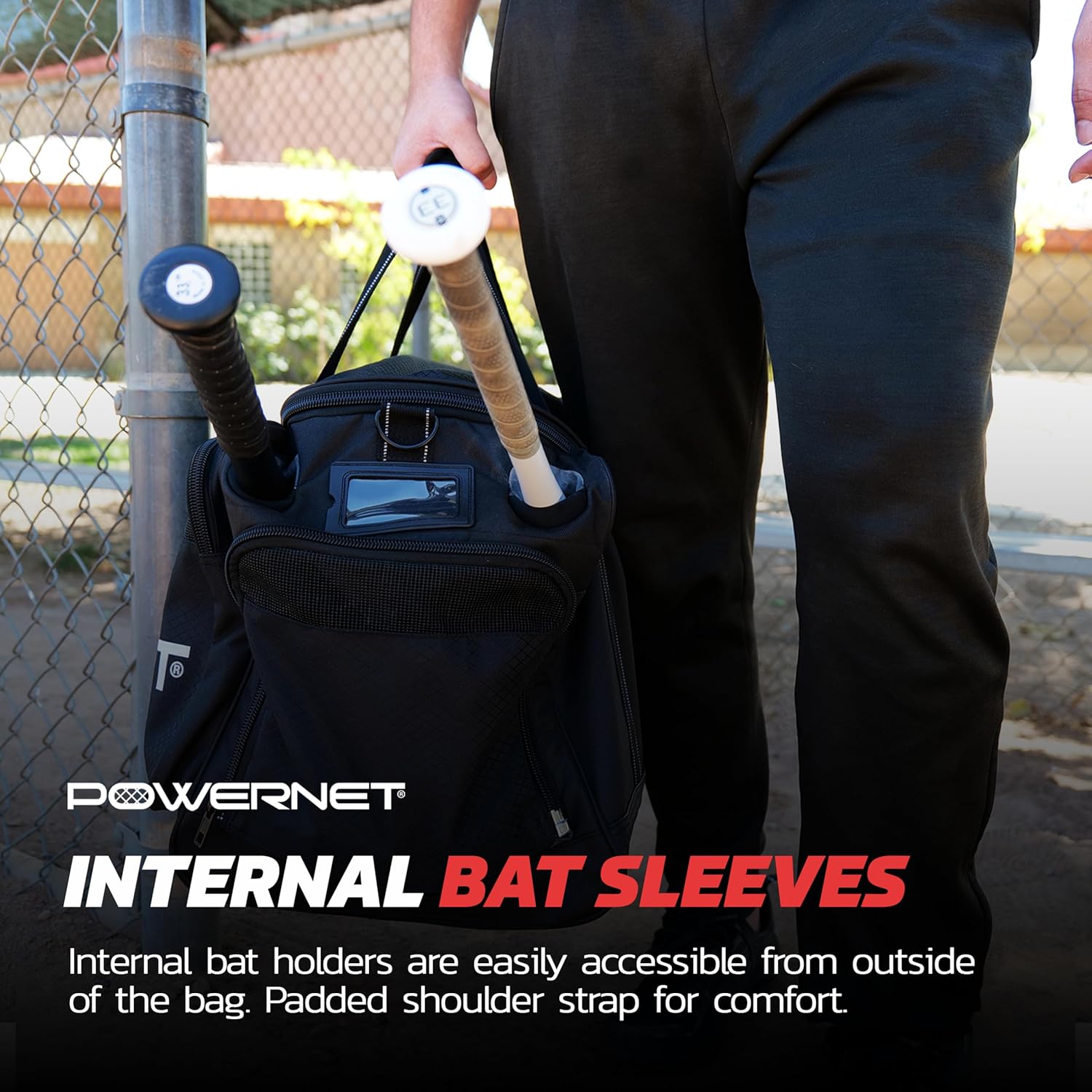 PowerNet Pro Duffle Bag, Softball Baseball Bag, Baseball Gear Bag, Baseball Bat Bag with Internal Bat Sleeves, Baseball Bags with Padded Strap & Pockets - Image 4