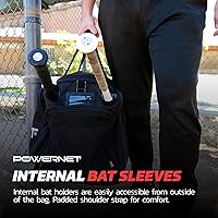 Vista 4 de PowerNet Pro Duffle Bag, Softball Baseball Bag, Baseball Gear Bag, Baseball Bat Bag with Internal Bat Sleeves, Baseball Bags with Padded Strap &