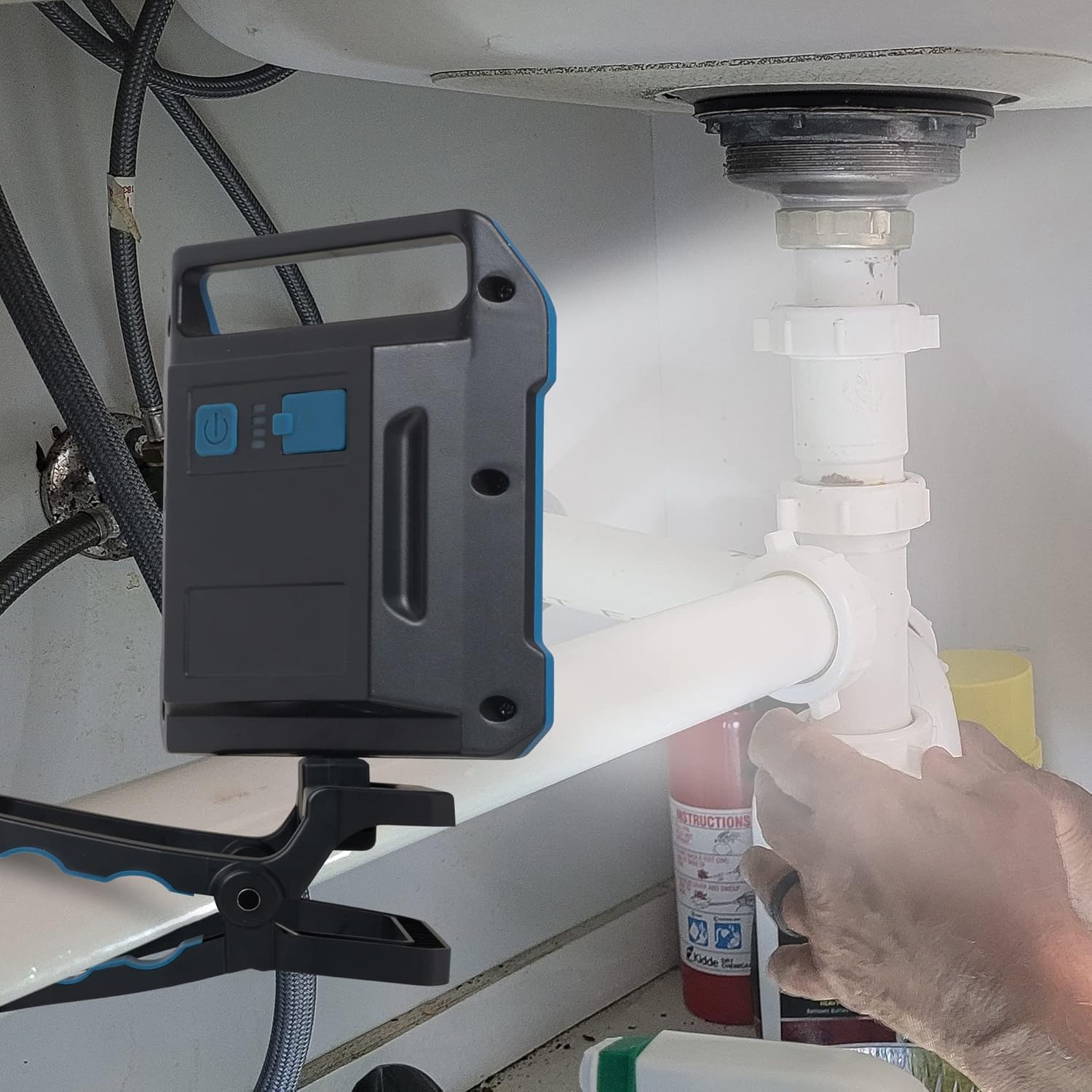 Rechargeable LED Work Light Magnetic Base Multi-Use Clamp Portable LED Light Water Resistant 360° Rotation 100° Foldable Indoor/Outdoor Camping Hiking Emergency Plumbing Repair Auto Mechanic