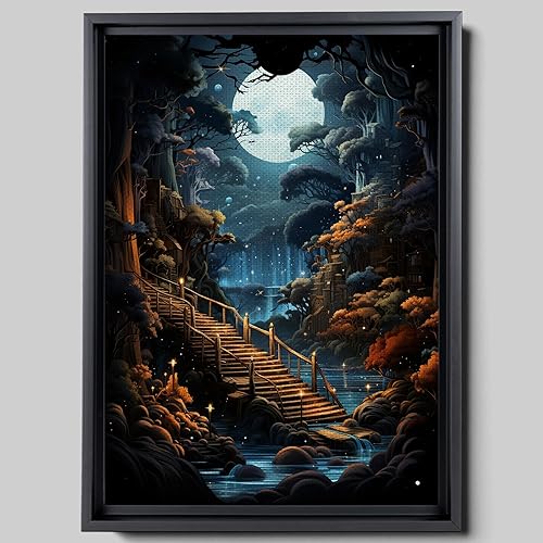 Magical Library The Gate Way to Mythical Knowledge Canvas Art Print, Enchanted Library Vintage Poster Print, Nature Wall Art, Print