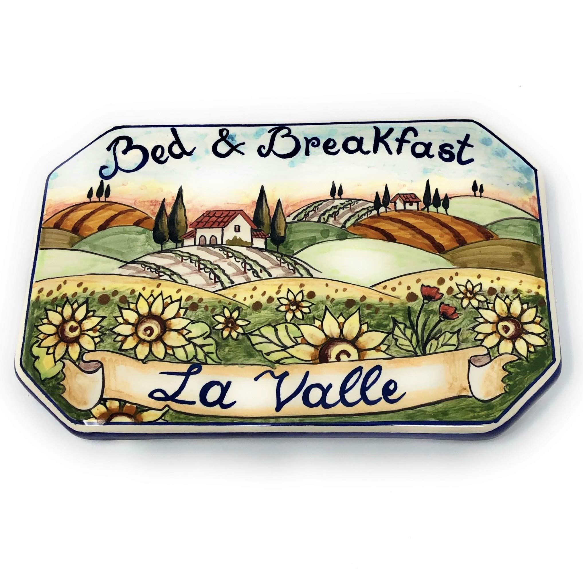 CERAMICHE D'ARTE PARRINI- Ceramica italiana artistica,numero civico in ceramica 20x13,numeri civici, personalizzato decorazione paesaggio toscano, fatta a mano made in ITALY Toscana