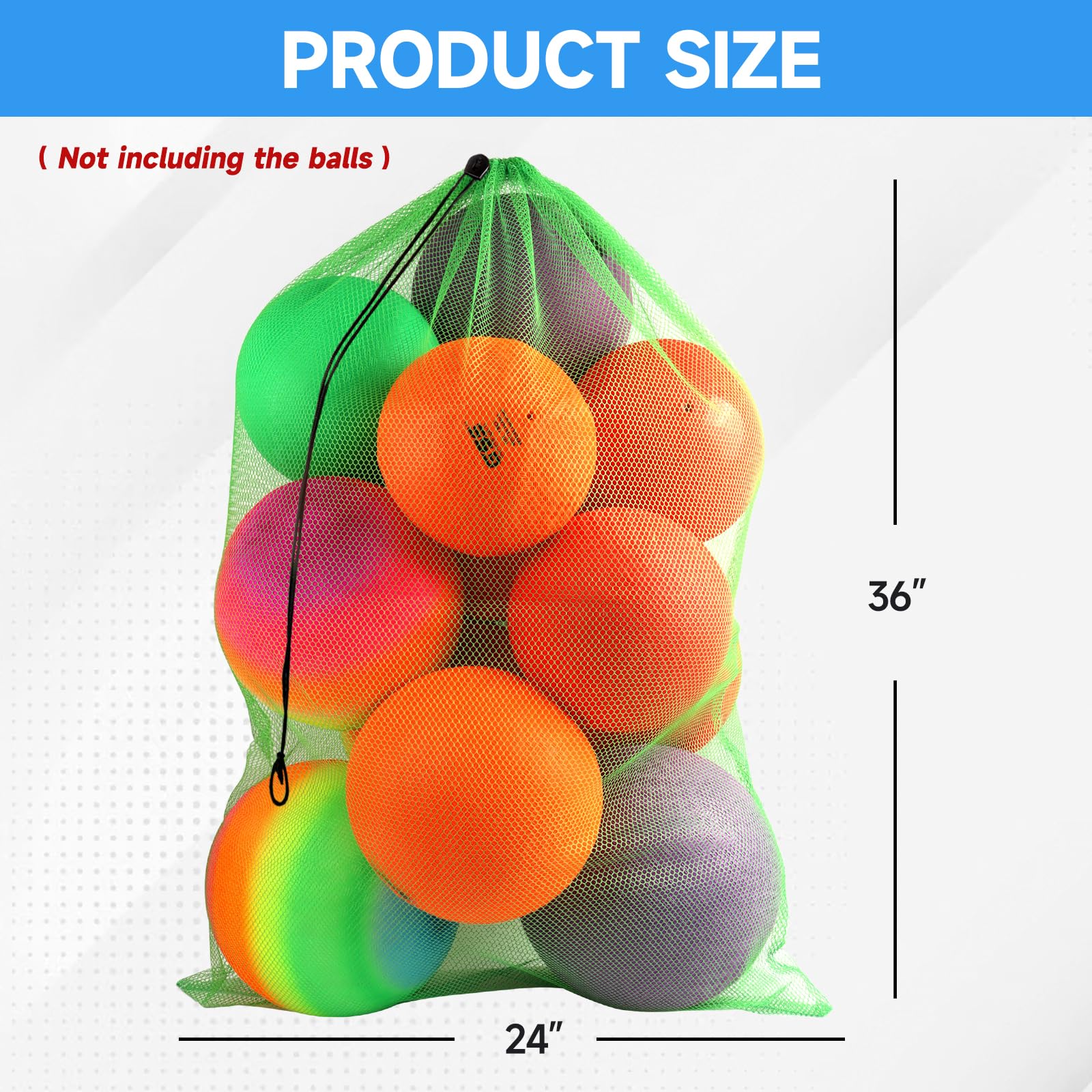 61 x 91,4 cm große Netztasche mit Kordelzug für Sportgeräte, Netz-Tragetasche mit Kordelverschluss für Fitnessstudio, Fußball, Basketball, Volleyball, Schwimmen (grün)
