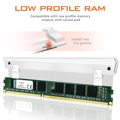 EZDIY-FAB 5V ARGB Memory RAM Cooler DDR Heatsink for DIY PC Game MOD DDR3 DDR4- White-2 Pack