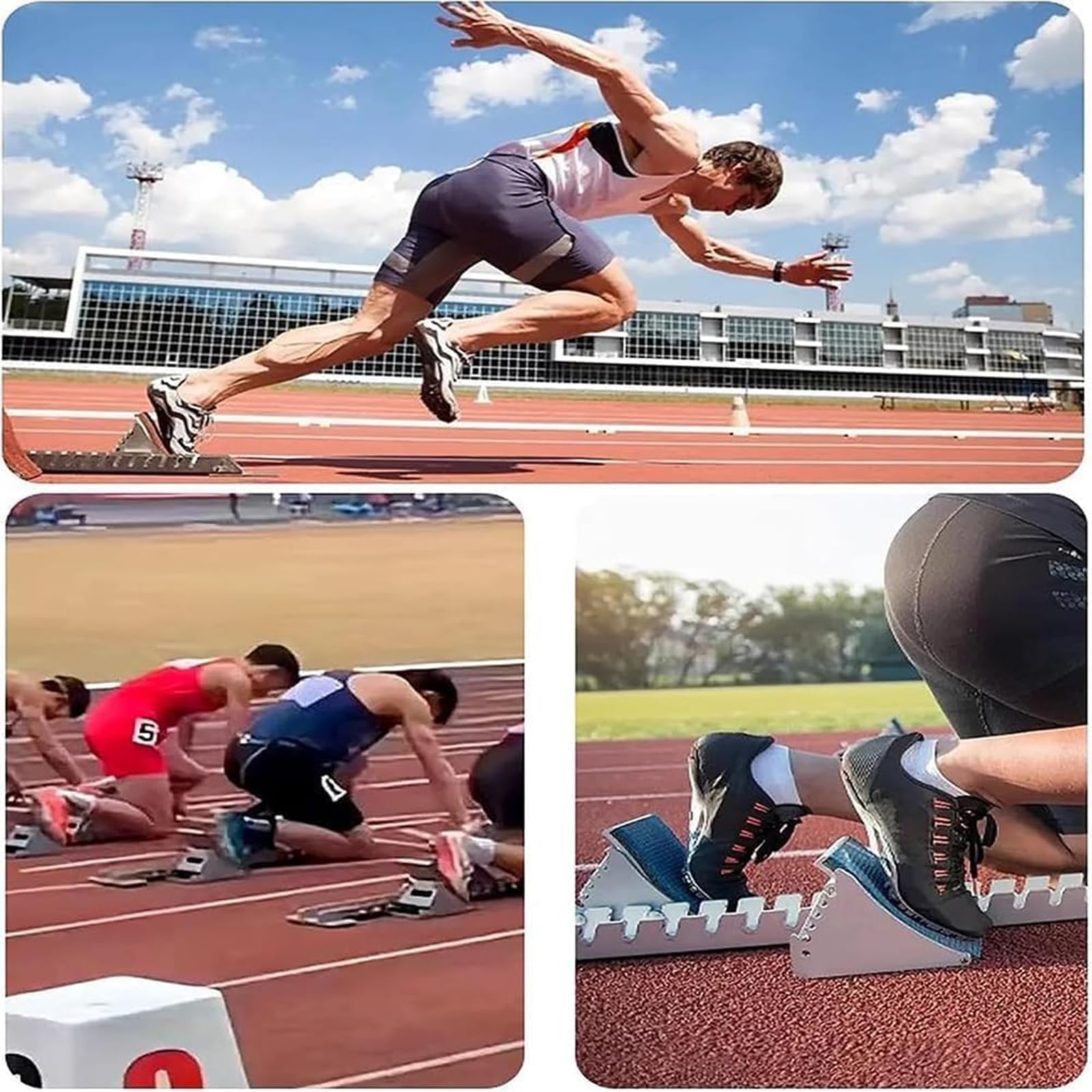 Athletics - Bloque de arranque de pista, 6 ángulos ajustables, pedal antideslizante, herramienta de entrenamiento multifunción para pista de plástico, perfecto para eventos de sprint y pista