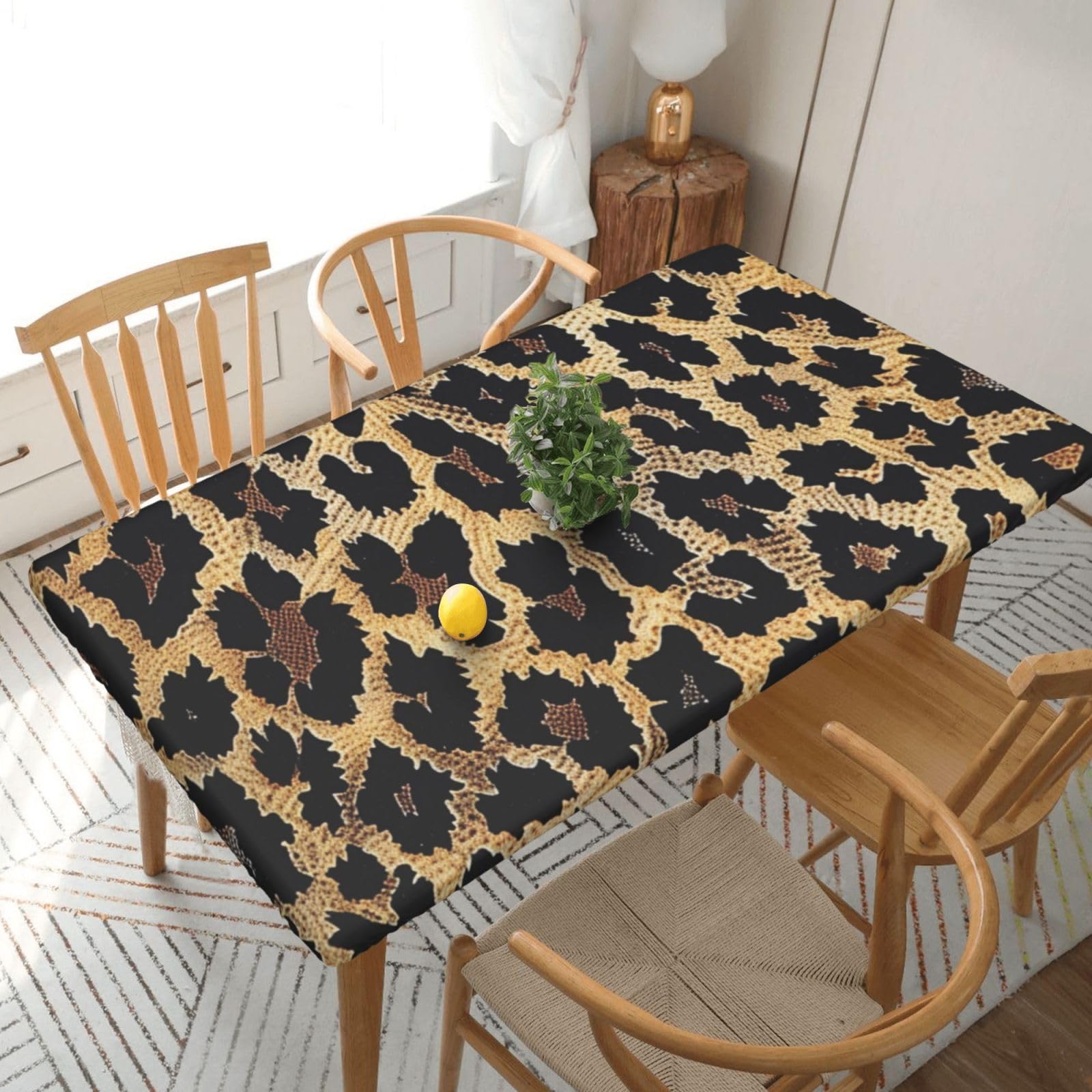 WPKJU Leopard Print Print Printed Tablecloths 5ft Rectangular Table Covers Washable Polyester Decorative Table Cloth for Dining Table Picnic Wedding