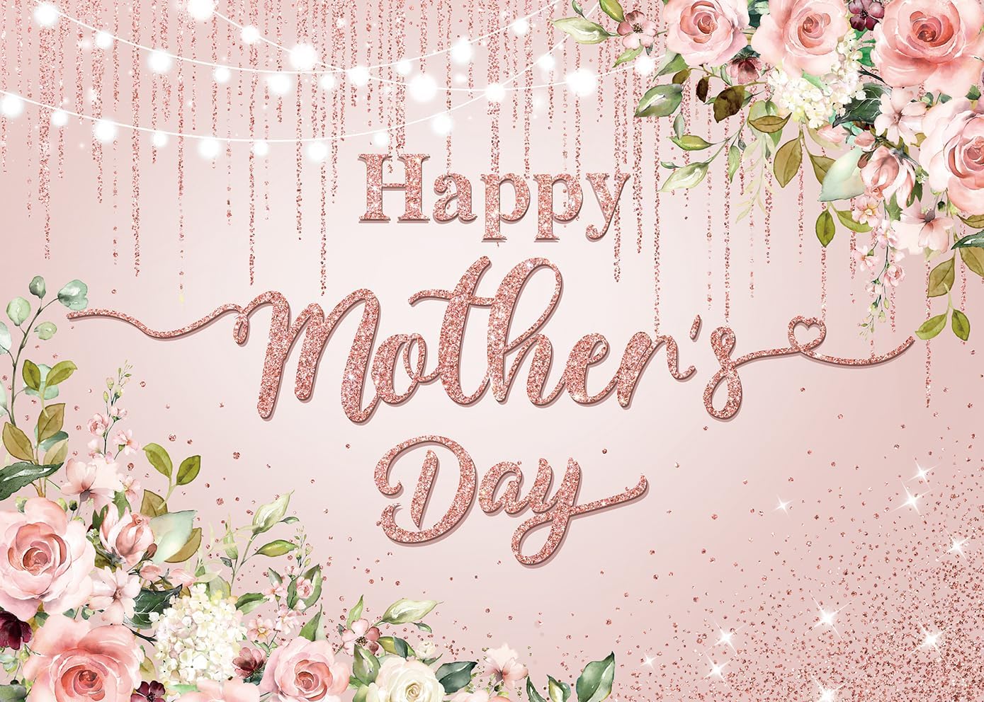 Purple Happy Mother's Day Backdrop Golden Dots Floral Mother's Day Party Decoration Photo Studio Booth Props (Purple, 7x5ft)