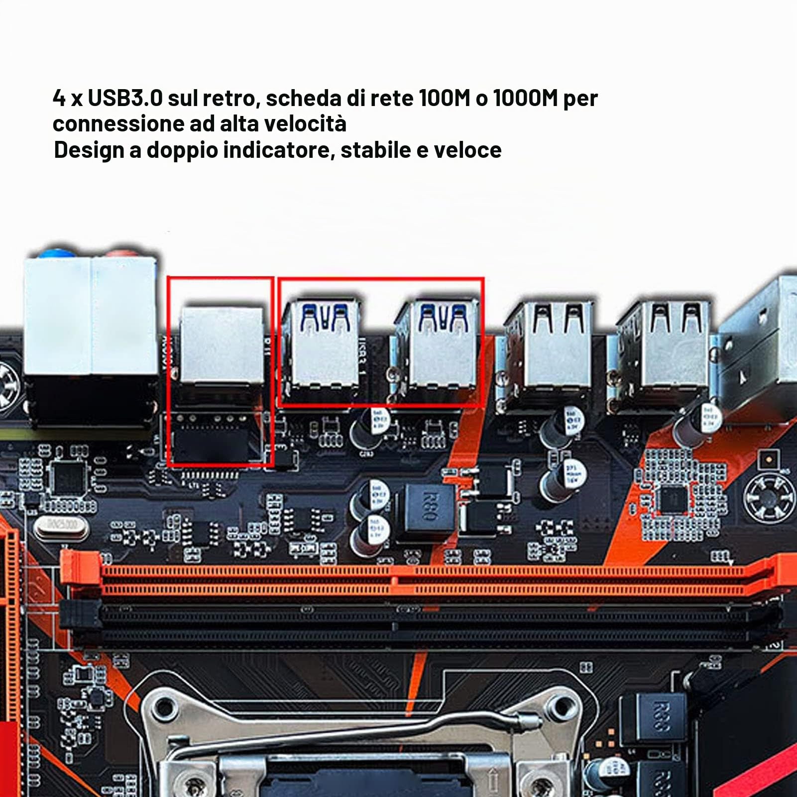 Dpofirs Combo CPU Scheda Madre X99, Set Scheda Madre CPU LGA 2011-3 E5 2620 V3 Supporto Memoria DDR4 a 4 Canali, Modulo WiFi, Scheda Madre PC Scheda di Rete Gigabit per Desktop