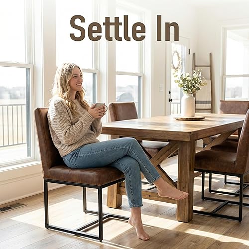 Miniatura 3 de HNY Juego de 2 sillas de cocina cómodas y modernas, de piel sintética, para cocina y comedor, silla auxiliar tapizada con marco de metal con acabado