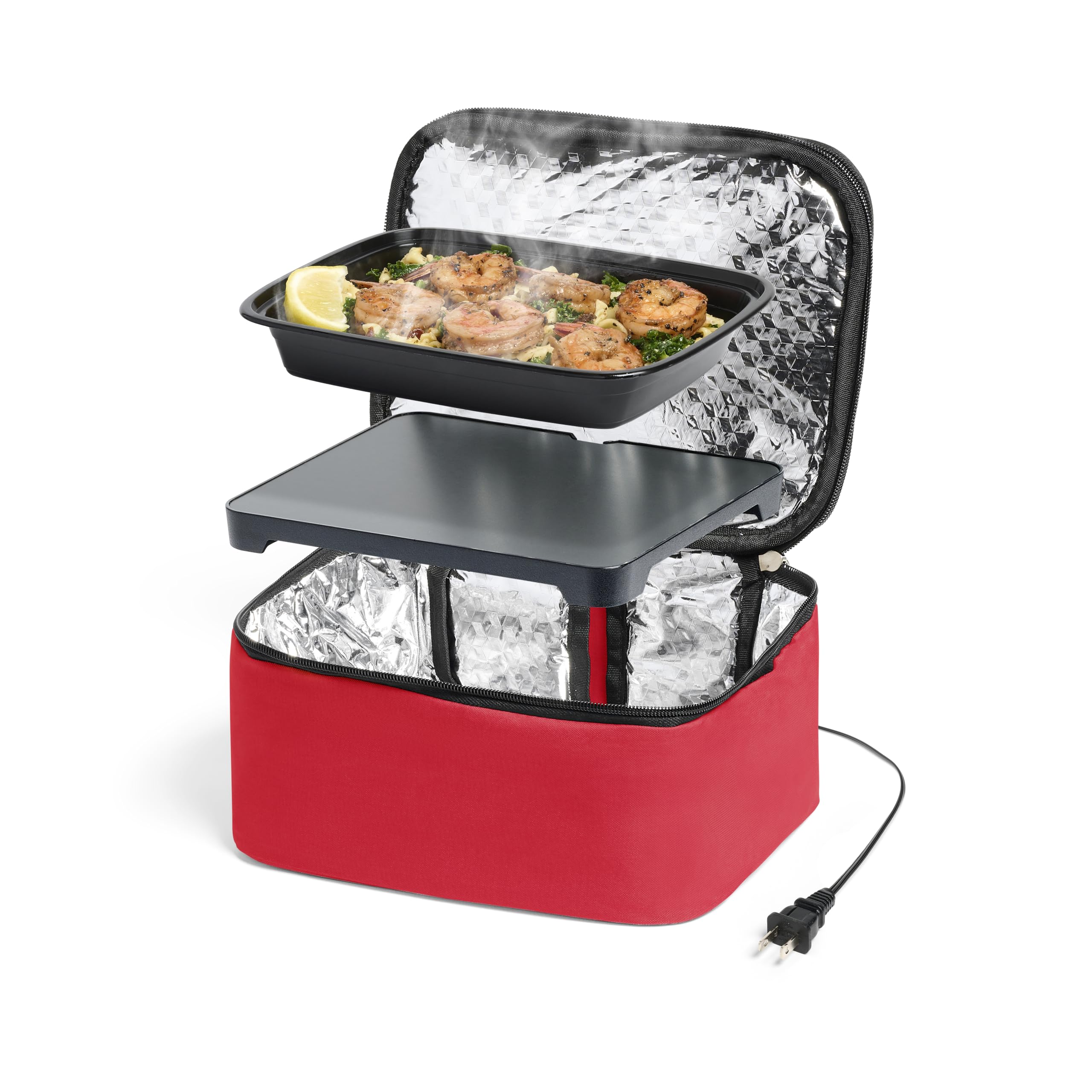 Hot Logic 16801169-RD Borsa termica per il pranzo Plus 120 V, poliestere, rosso