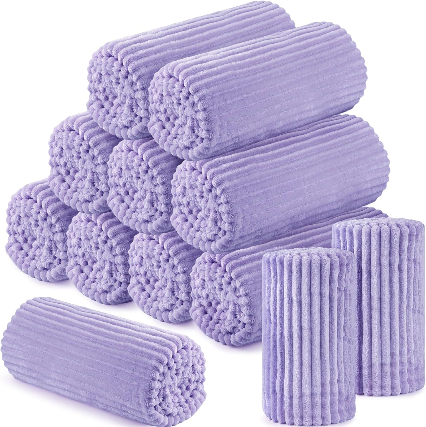 Buryeah 12 Pcs Flannel Throw Blanket Bulk 50 x 60 in Sleepover Blankets Outdoor Wedding Throw Lightweight, Oeko-TEX Standard 100 Certified for Sofa Donation Homeless Gifts (Light Purple) 12 Light Purple