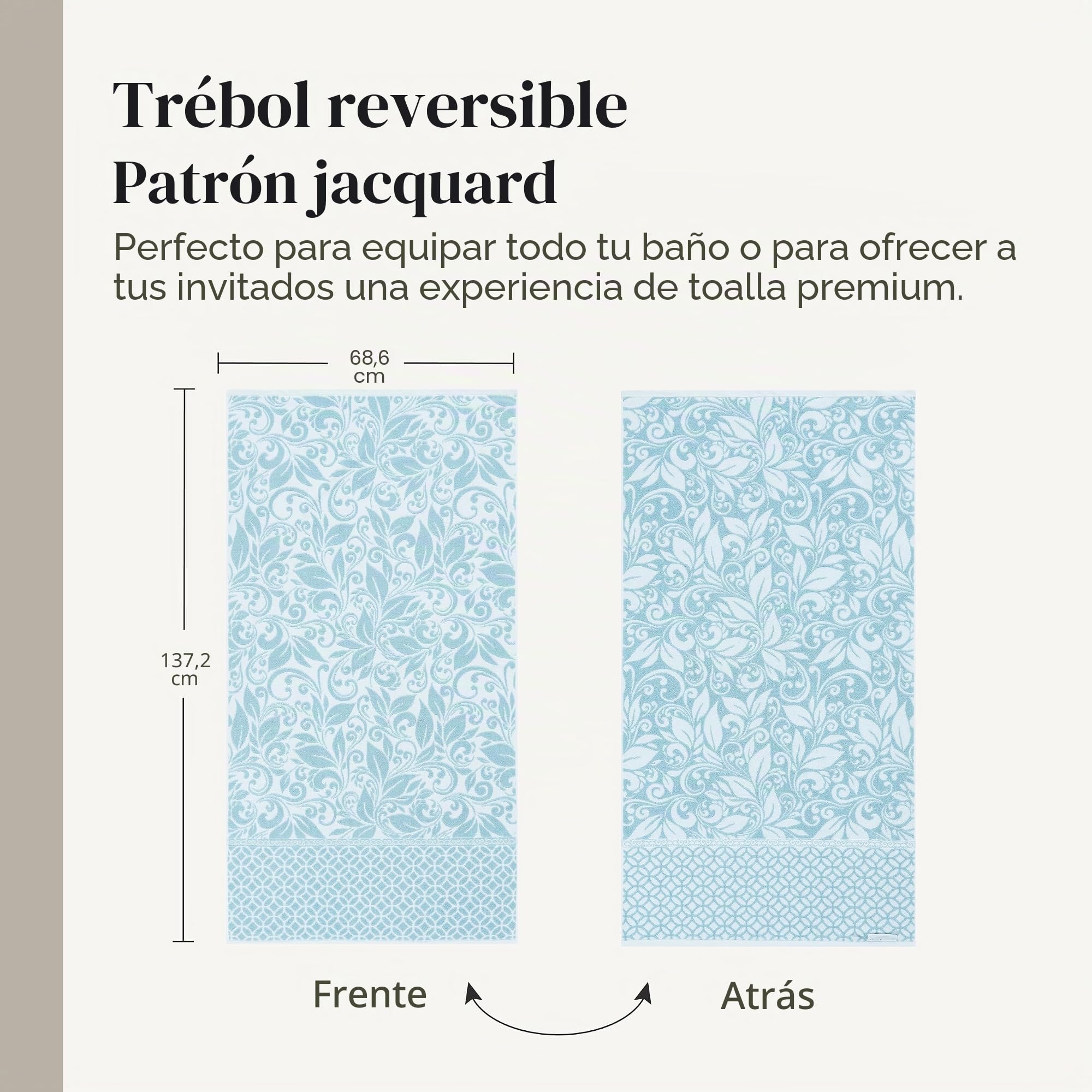 Modern Threads Trefoil Filigree - Juego de 6 Toallas Reversibles de Jacquard teñidas con Hilo teñido, Toallas de baño, Toallas de Mano y paños de baño, súper absorbentes y de Secado rápido, 100%