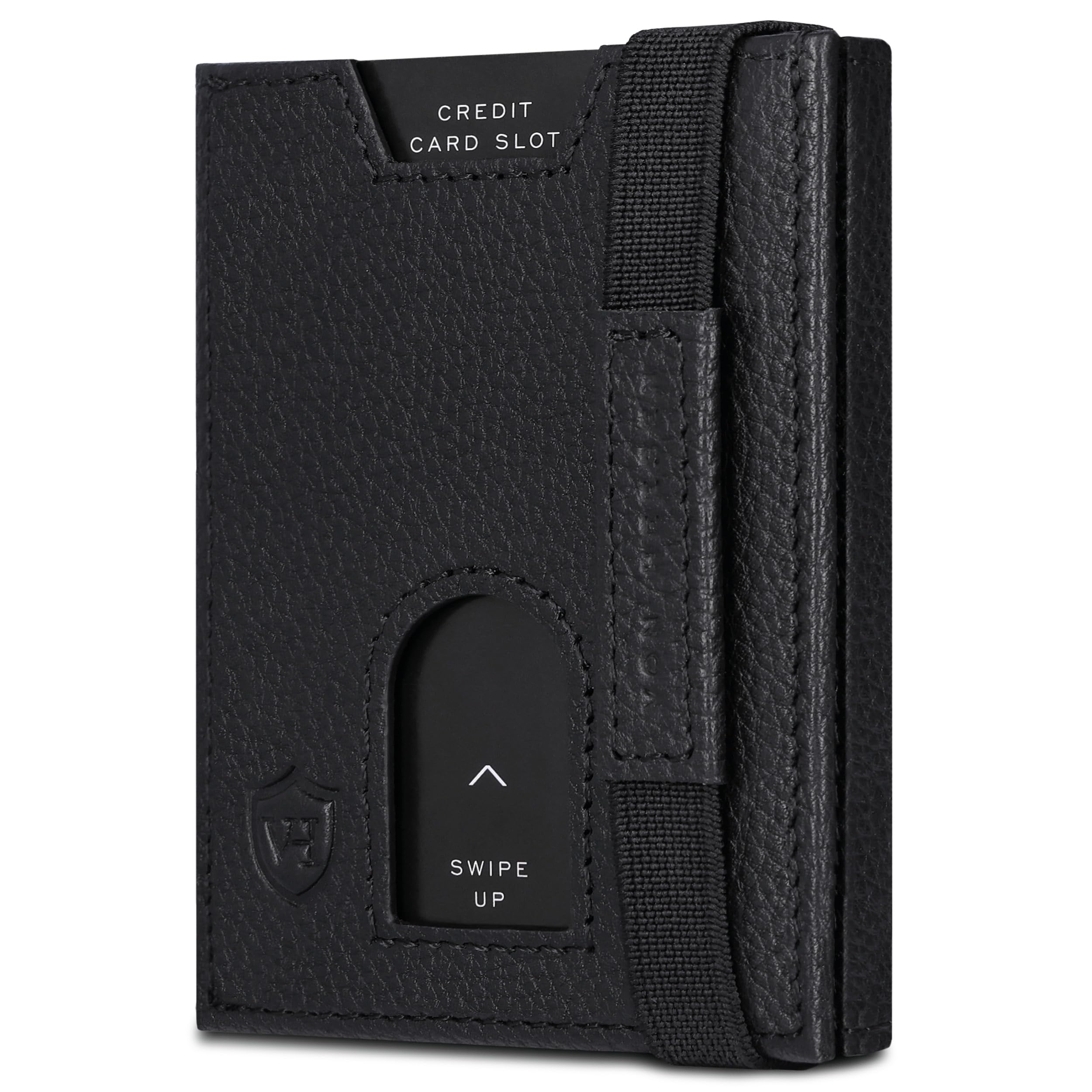 VON HEESEN Leder Slim Wallet - Geldbeutel mit RFID Schutz - Mini Geldbörse für Herren und Damen - Kartenetui Echtleder Karten Portemonnaie klein - Kreditkartenetui Schwarz