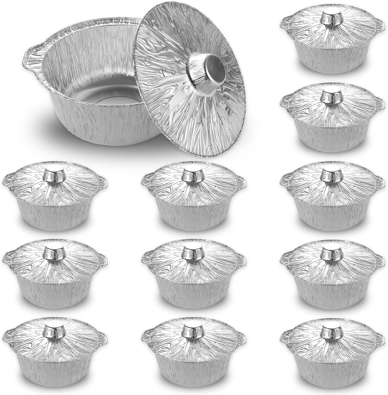 12PCS Disposable Aluminum Pot with Lid, 121oz Pots for Cooking
