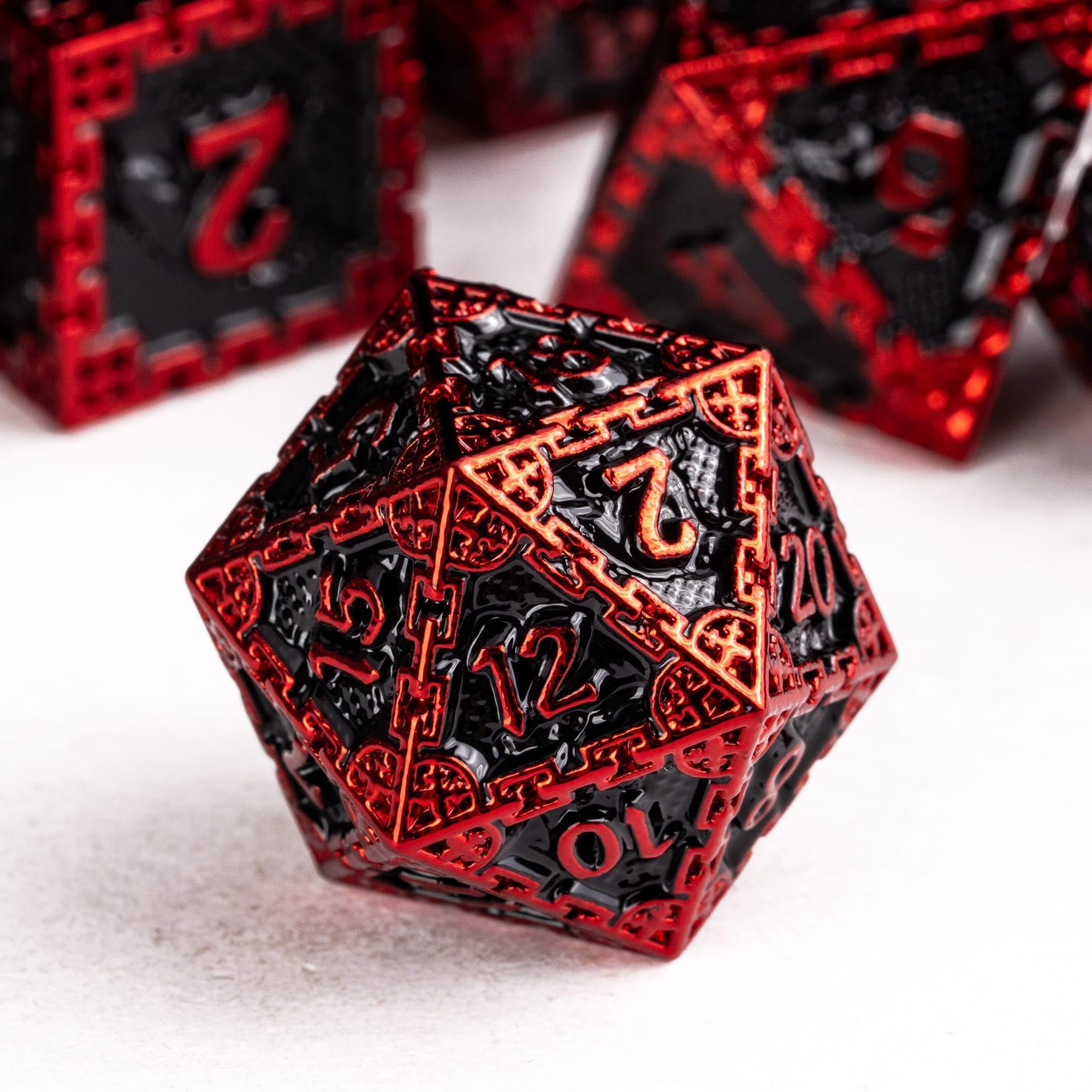 Cusdie Metal DND Dice Set, 7 Pcs Metal Dice, Dragon Scale Polyhedral D&D Dice Set, for Dungeons and Dragons Role Playing Game - Image 3